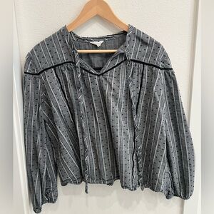 Caslon Black and Gray Striped Blouse